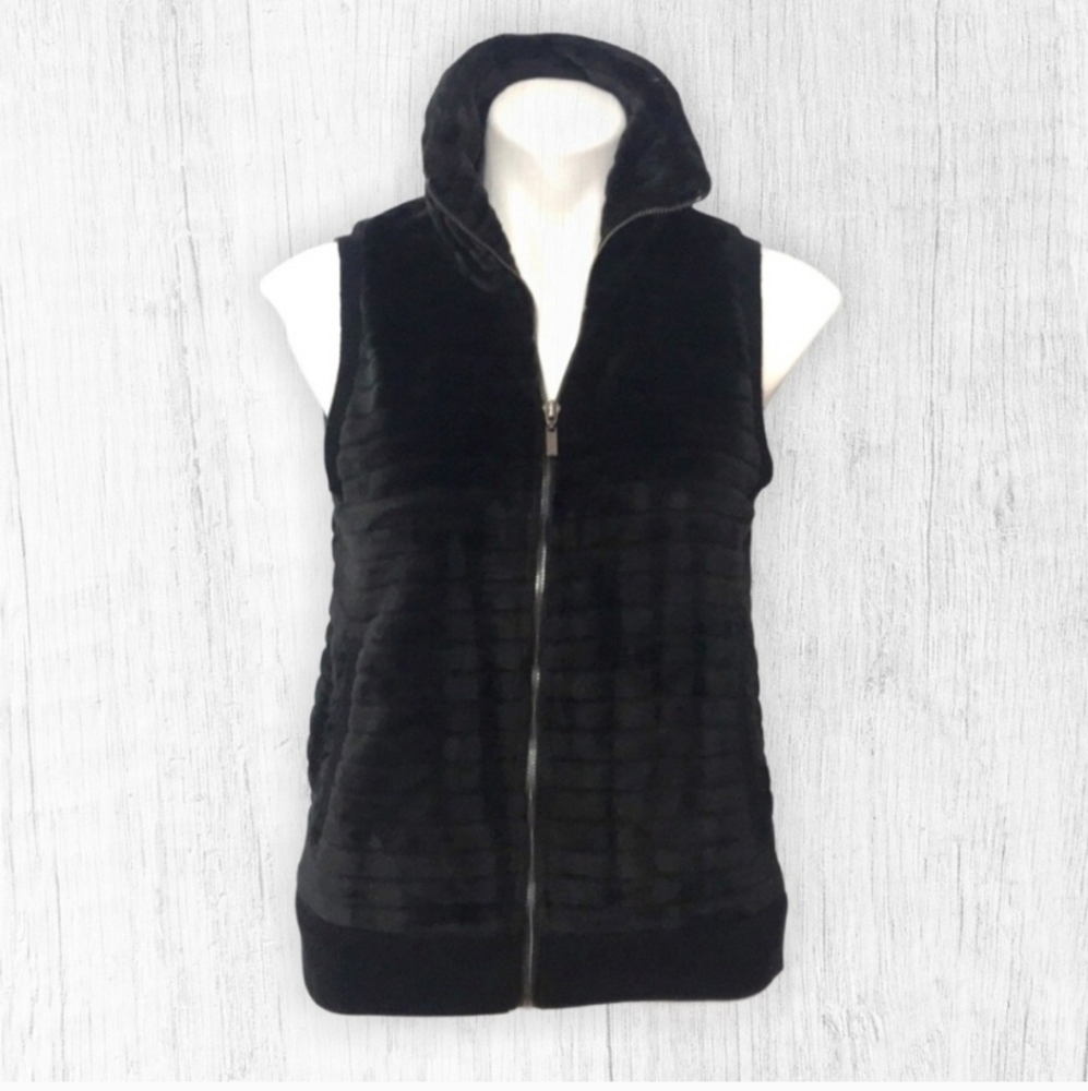 Black faux fur vest